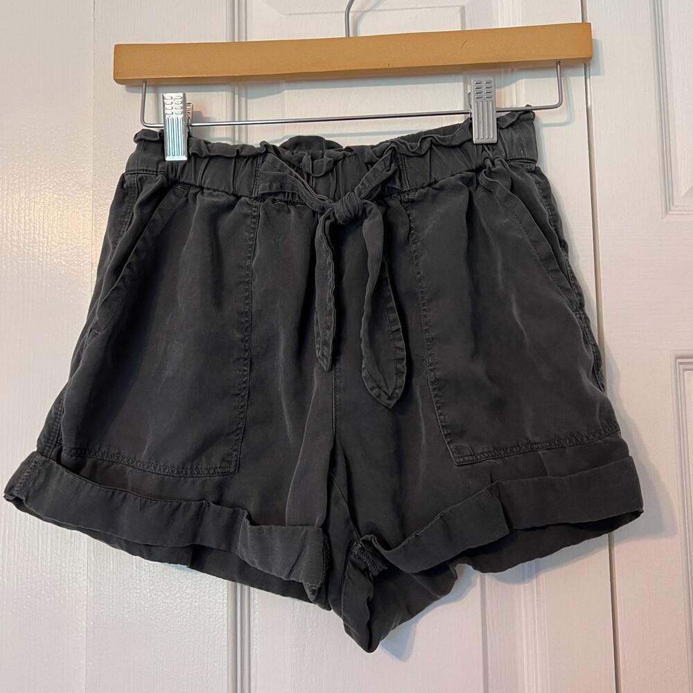 Aerie Women's Elastic Tie Waist Pull On Shorts Dark Gray Lyocell Size XS